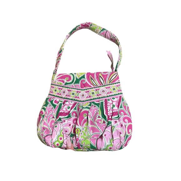 Vera Bradley Paisley Pink Green Y2K Small Shoulder Tote Early 2000s Babydoll - Picture 1 of 7